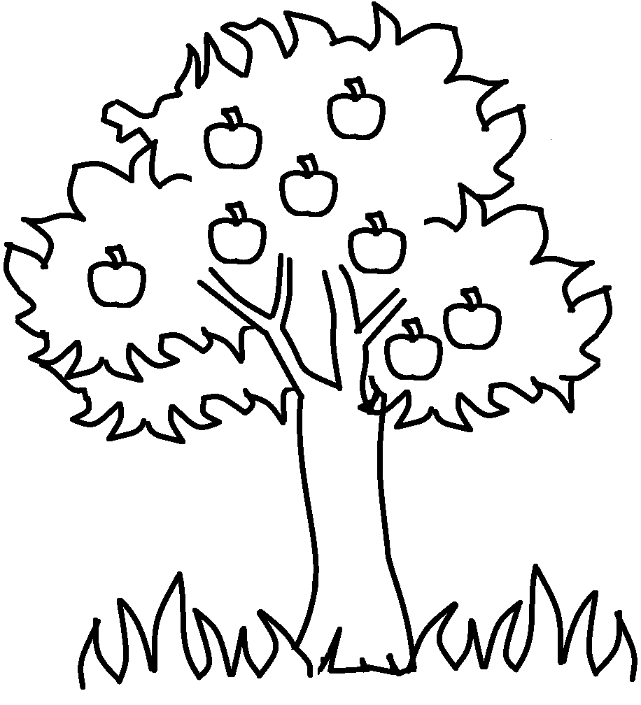 965 Cartoon Apple Tree Coloring Page with disney character