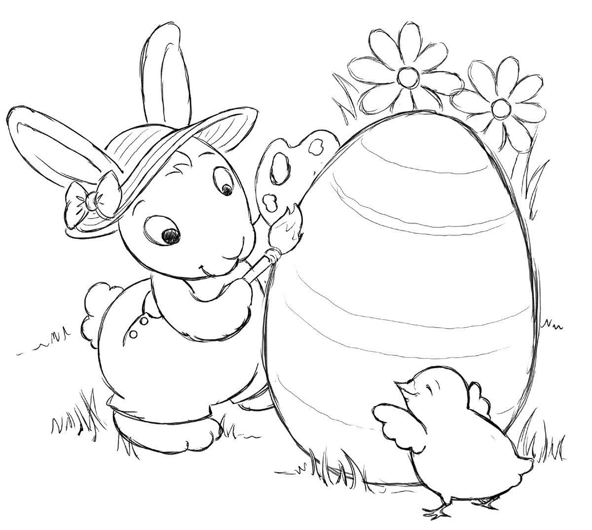 Eggceptional Easter Bunny coloring page