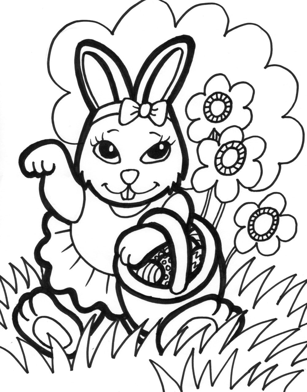 Animal Free Printable Easter Bunny Coloring Pages for Kindergarten