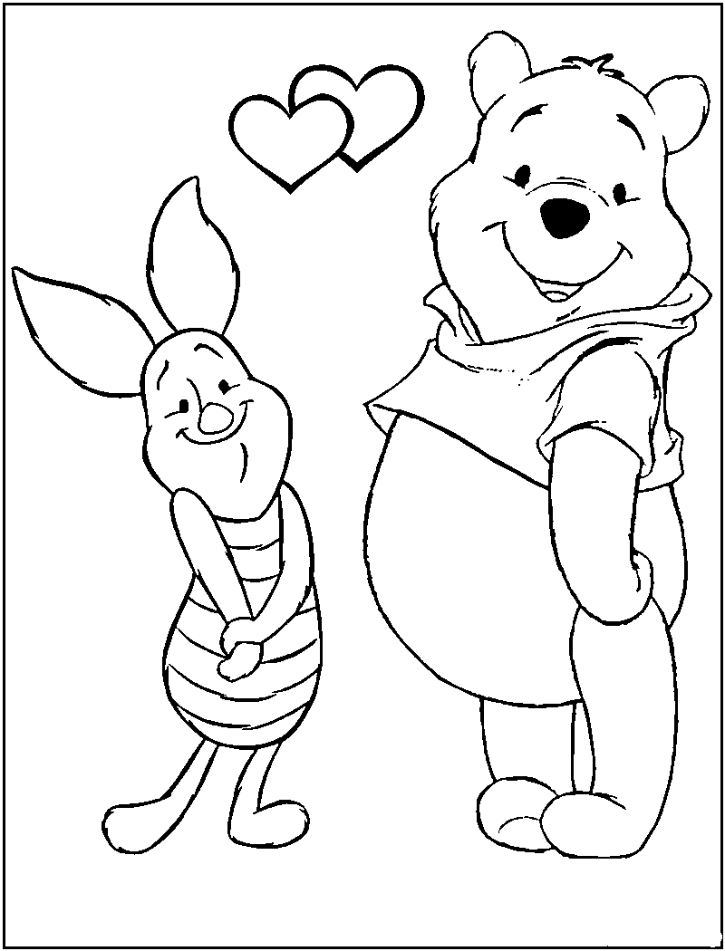 Winnie The Pooh Valentine Coloring Pages