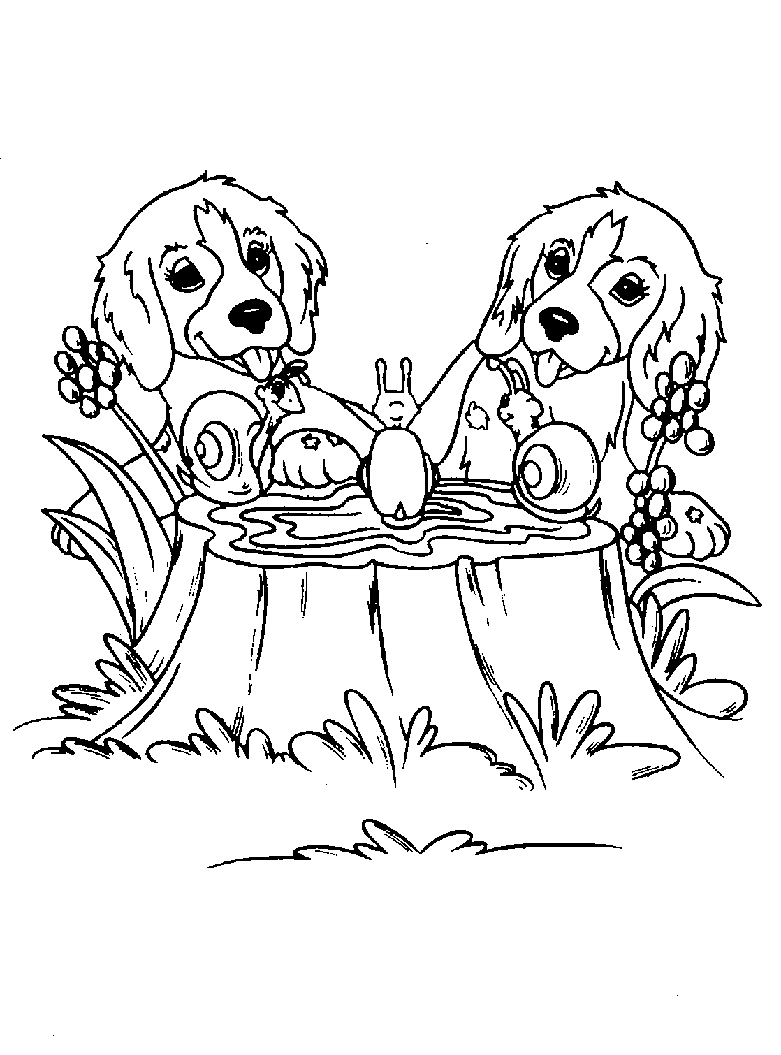 girl and dog Colouring Pages