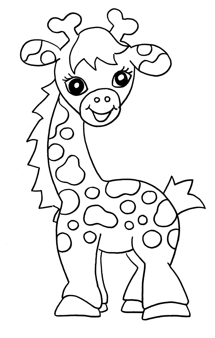Free coloring pages of giraffe drawing
