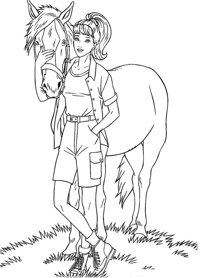 barbie-and-horse-coloring-pages