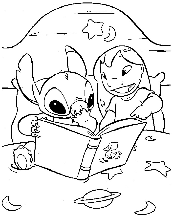 Lilo and Stitch Sitting Coloring Page
