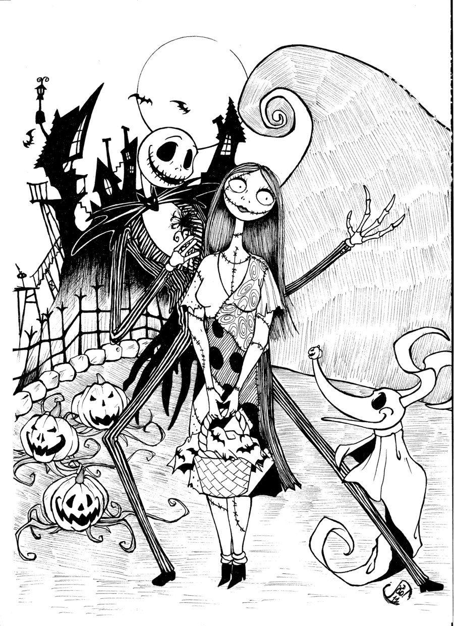 42+ easy jack and sally coloring pages Nightmare christmas before coloring printable