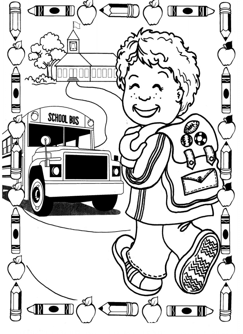 School Coloring Pages Kids Free Page Kindergarten