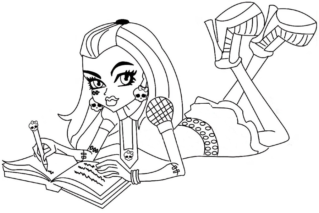 Monster High Studying Coloring Page