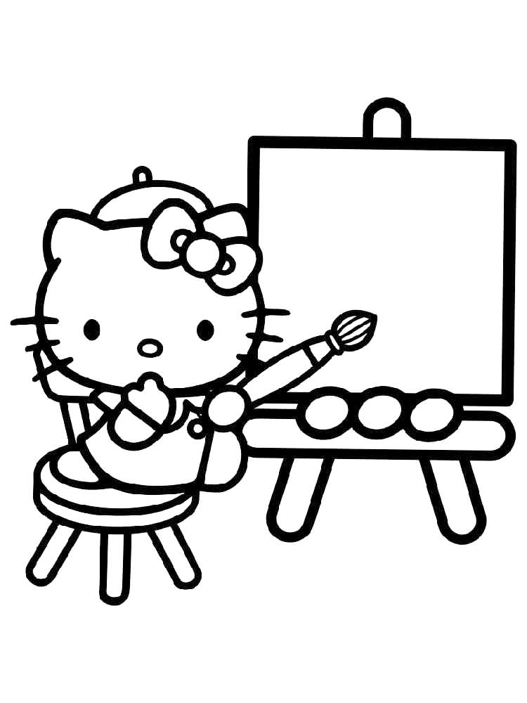 Artist Hello Kitty Coloring Page