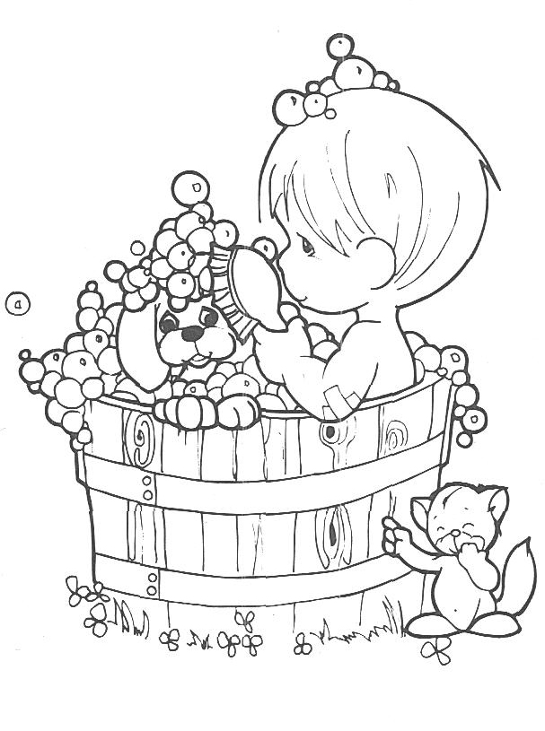 precious moments coloring pages bath time