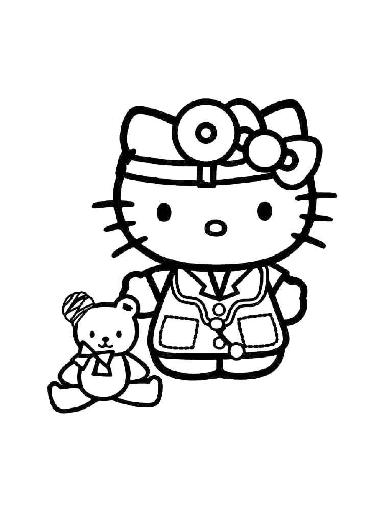 Doctor Hello Kitty Coloring Page