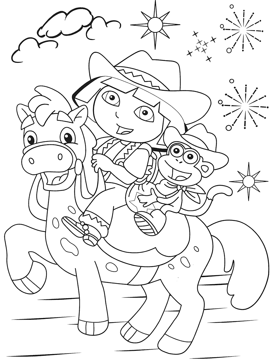 dora boots coloring page