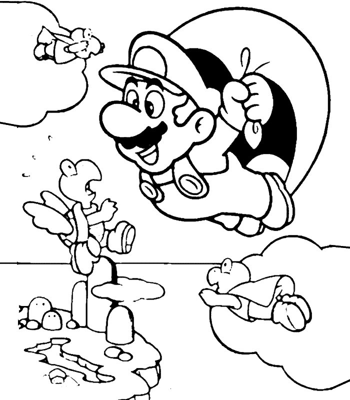 Flying Mario Coloring Page