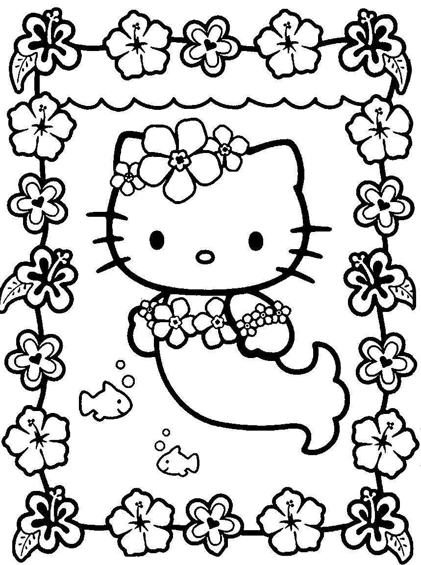 Hello Kitty with Flowers coloring page from Hello Kitty category. Select  from 25320 printable c…