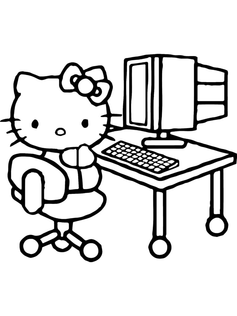 Hello Kitty Computer Coloring Page