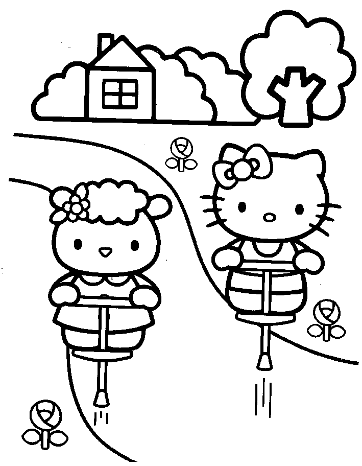 Hello Kitty Pogo Coloring Page