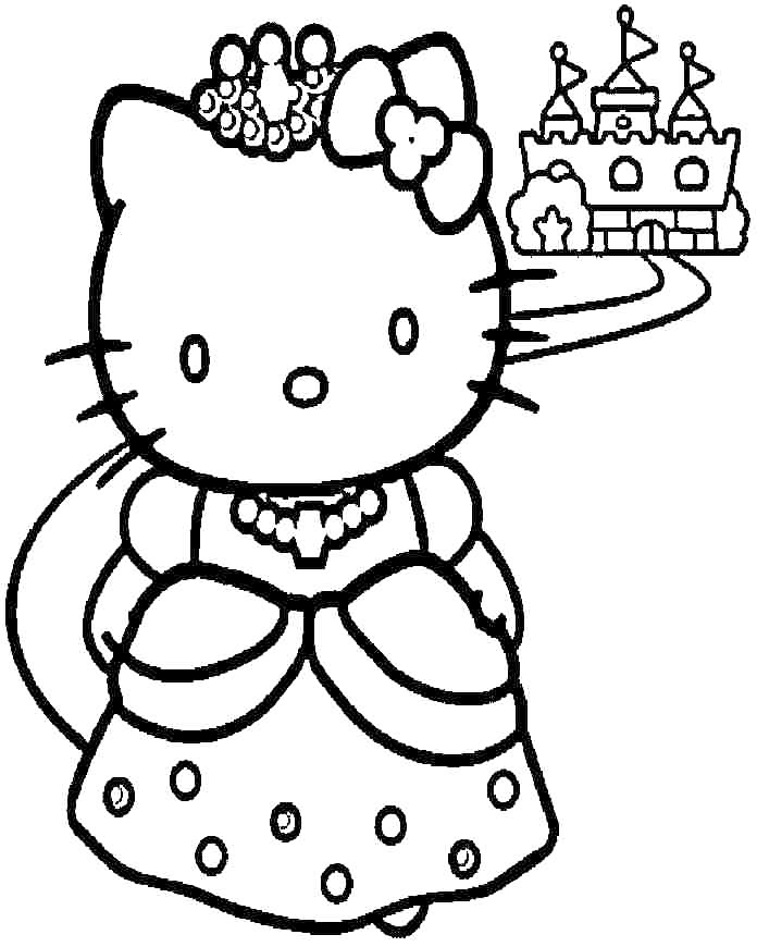 Hello Princess Kitty Coloring Page