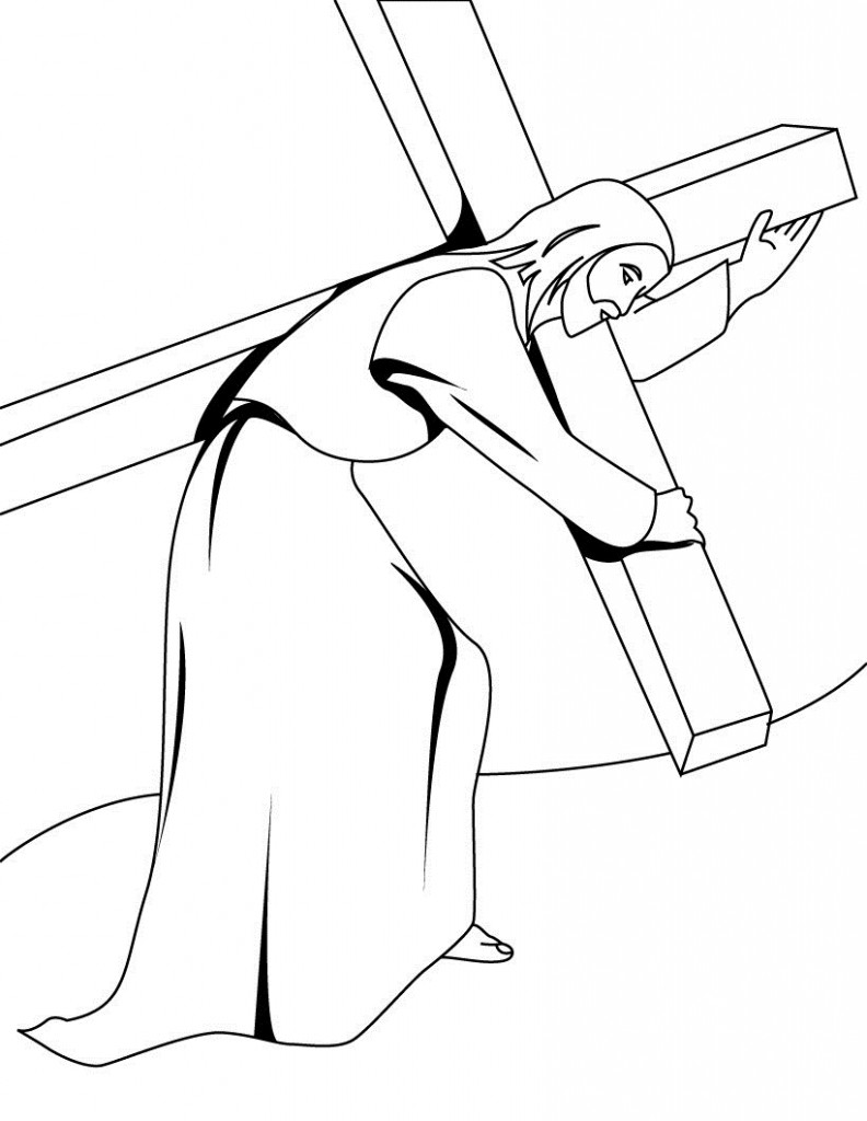 Jesus Carries The Cross Coloring Page