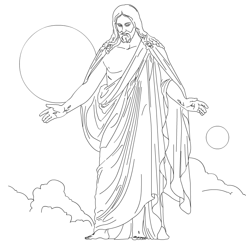 jesus coming in the clouds coloring page