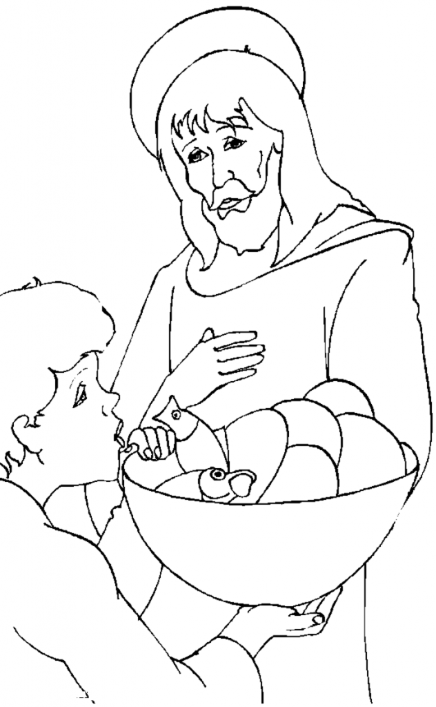 Jesus Feeds the Hungry Coloring Pages