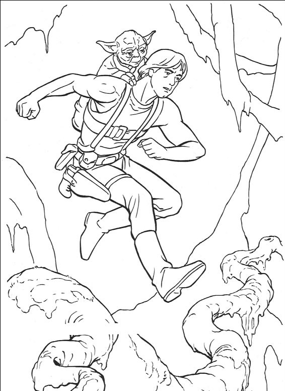 Luke and Yoda - Star Wars Coloring Pages