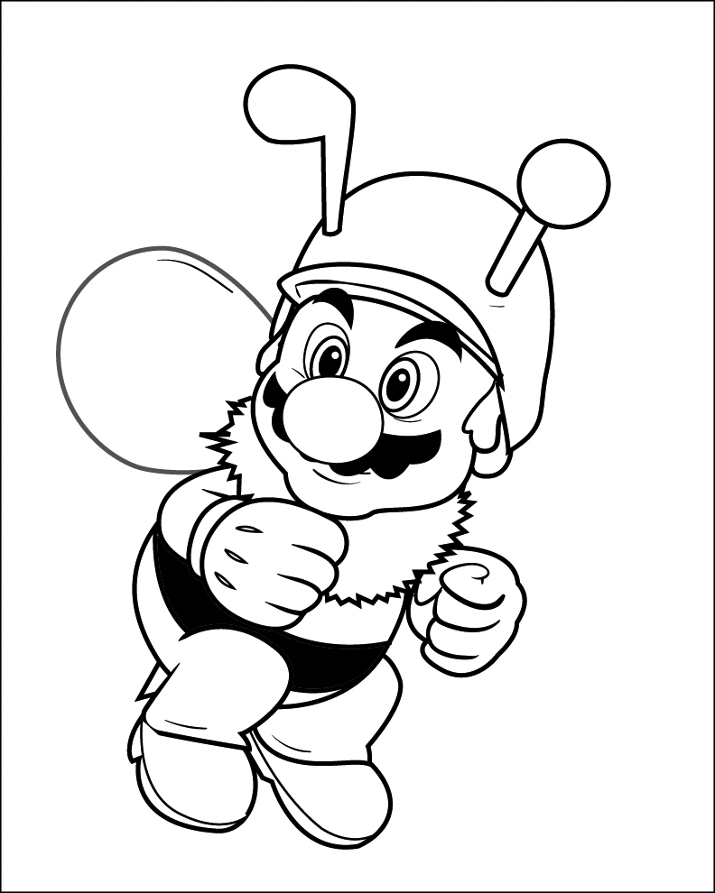 Mario Bee Suit Coloring Page