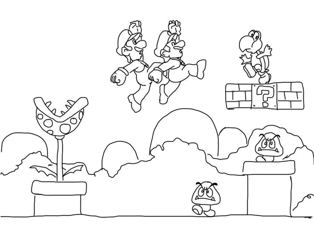 Mario Game Coloring Page