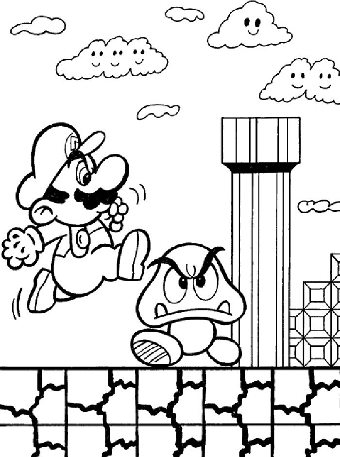 Mario Jumping Coloring Page