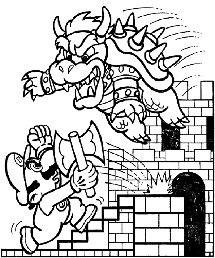 Mario And Bowser Coloring Page