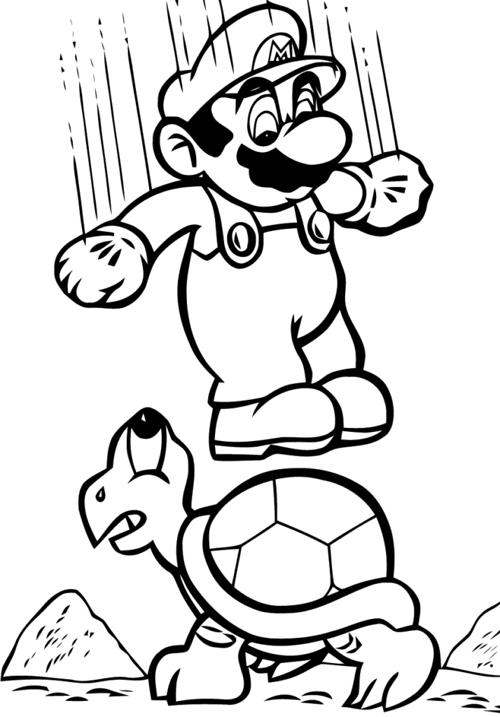 Mario And Koopa Coloring Page