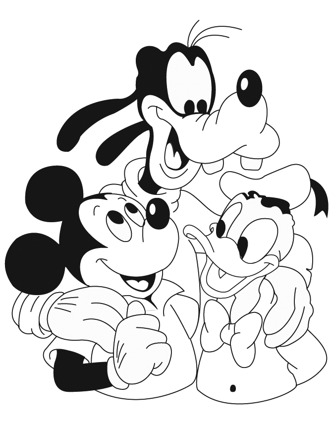 Mickey Goofy And Donald Duck Coloring Page