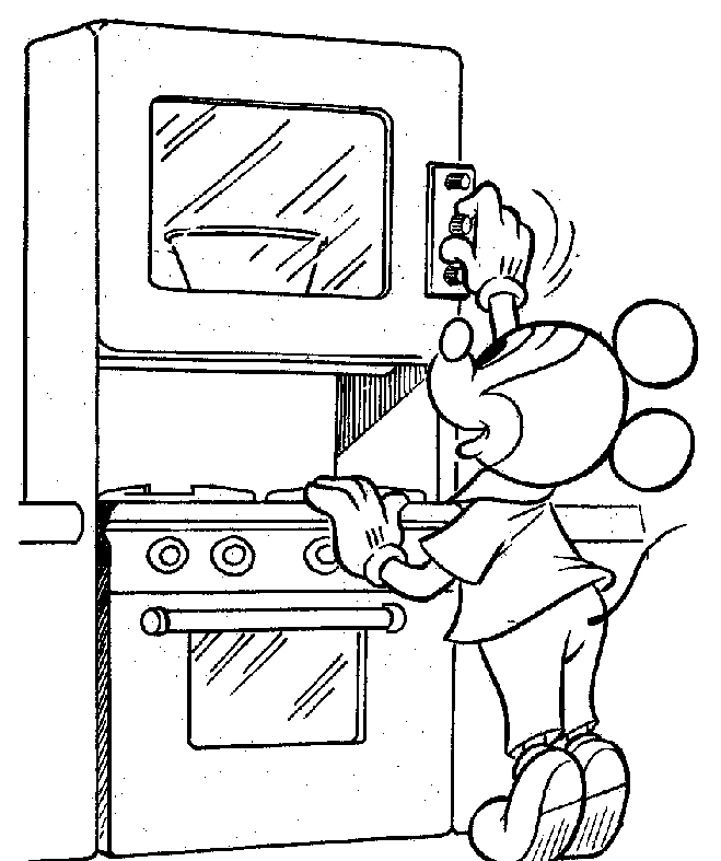 Mickey Uses The Microwave Colroing Page