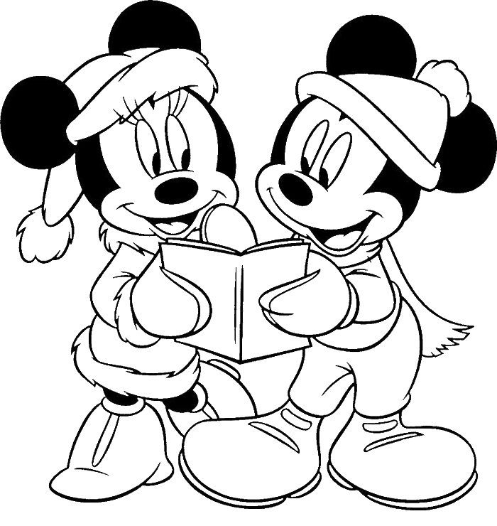 Mickey And Minnie Caroling Coloring Page