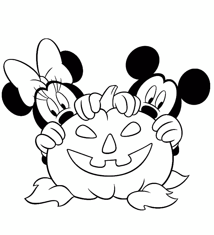 Mickey And Minnie Halloween Coloring Page