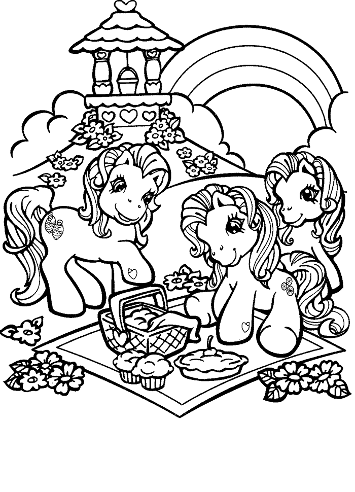 Old School Mlp Picnic Coloring Page