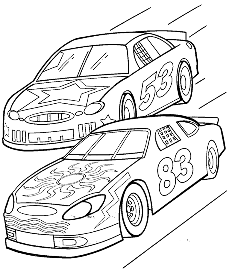 Race Car Coloring Pages For Kids Printable 1