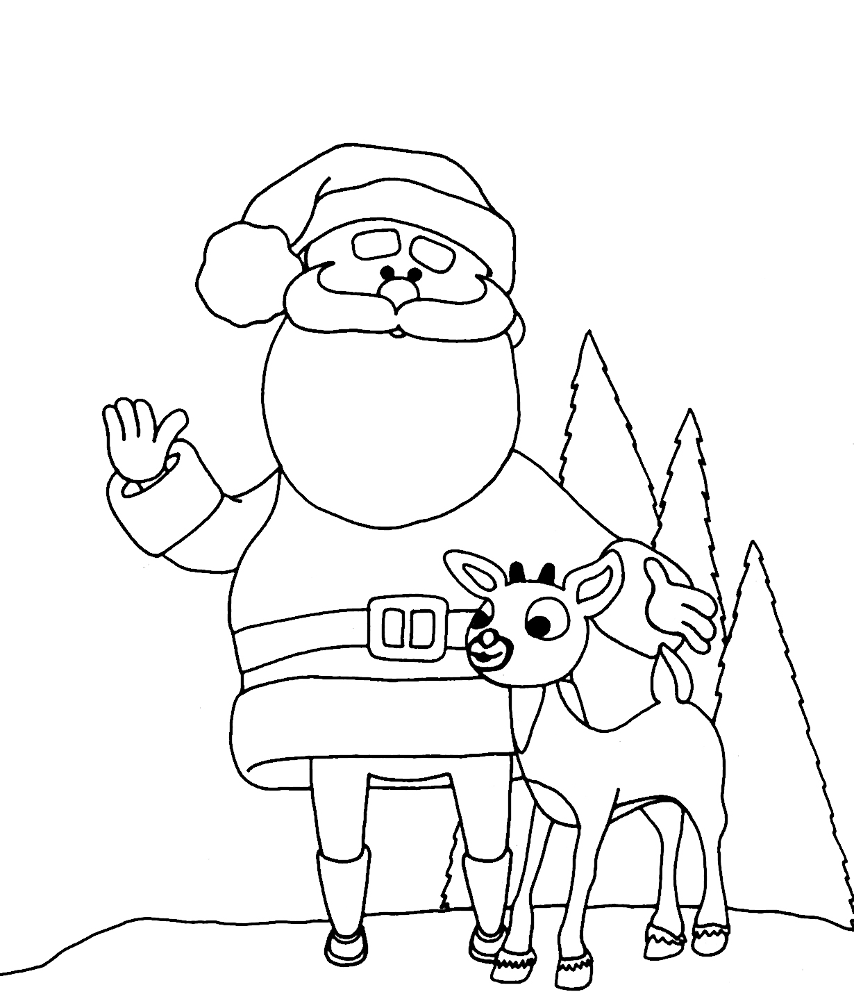 626 Simple Santa Coloring Pages with Animal character