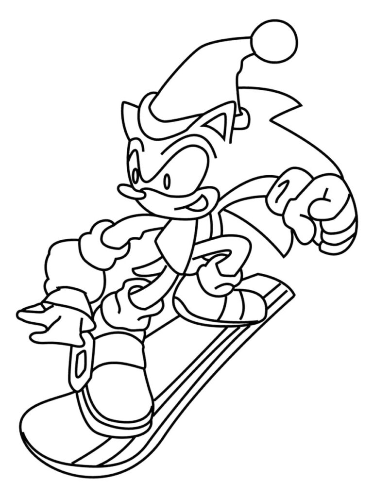 Sonic Is Snowboarding Coloring Page