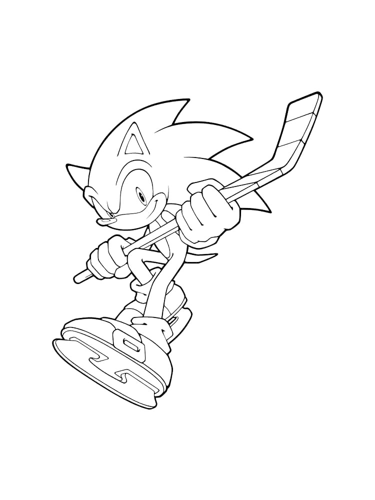 Sonic Plays Hockey Coloring Page