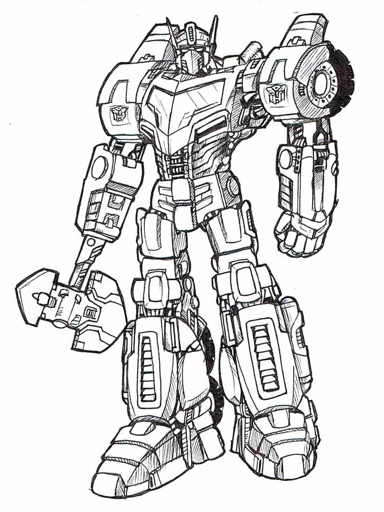 Transformers With Axe Weapon Coloring Page