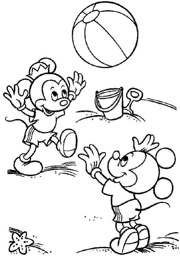 Baby Mickies With Beachball Coloring Page
