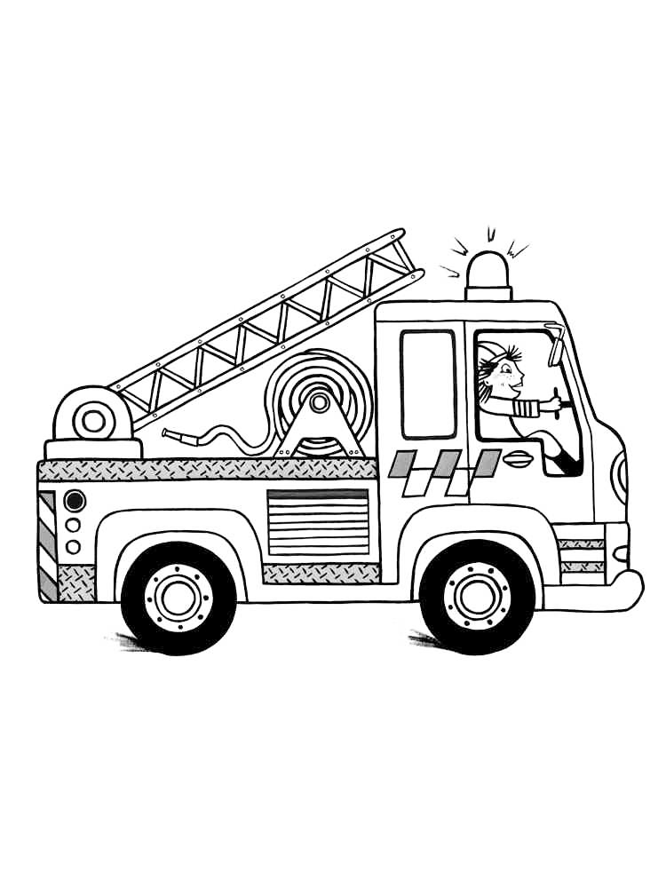 Cartoon Fire Truck Coloring Page