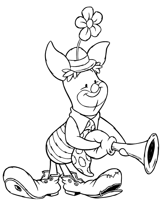 Clown Piglet Coloring Page