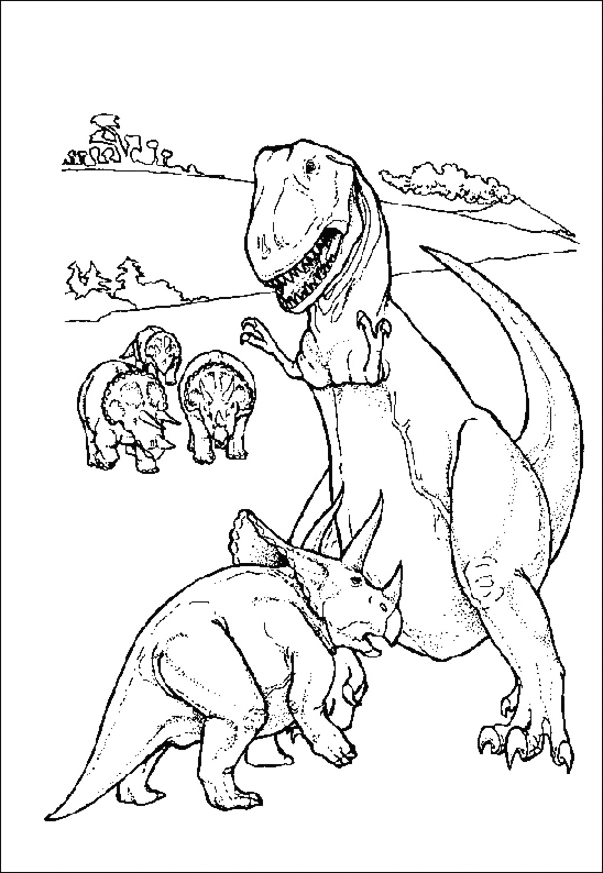 Dinaosaur Fight Coloring Page