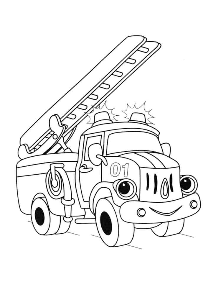 Fire Truck Character Coloring Page