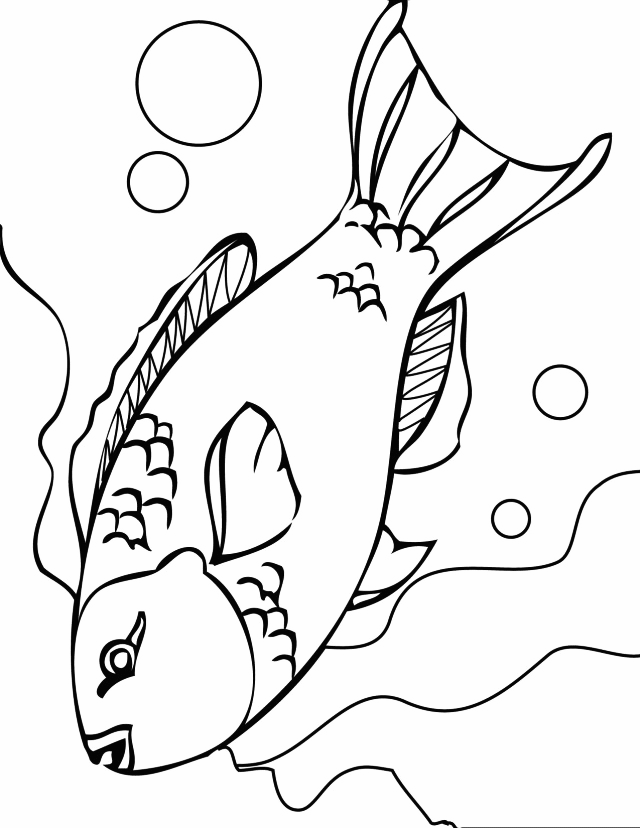 Fish Swimming Coloring Page