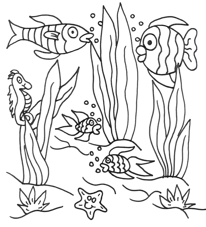 Fish In The Ocean Coloring Page