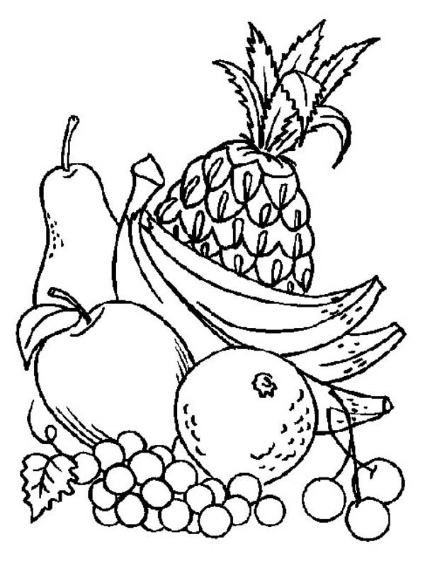 Fruit Plate Coloring Pages - Free Printable Coloring Pages