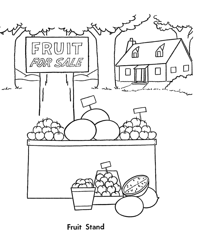 Fruit Stand Coloring Page