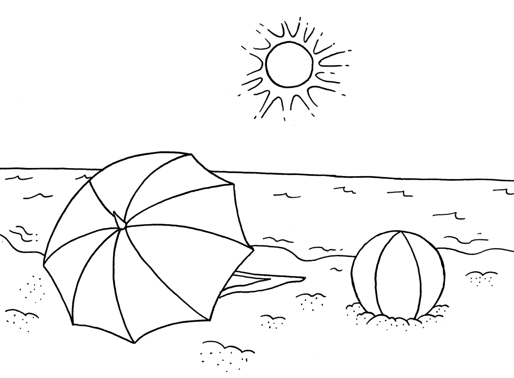 Beach Coloring Pages - Beach Scenes & Activities