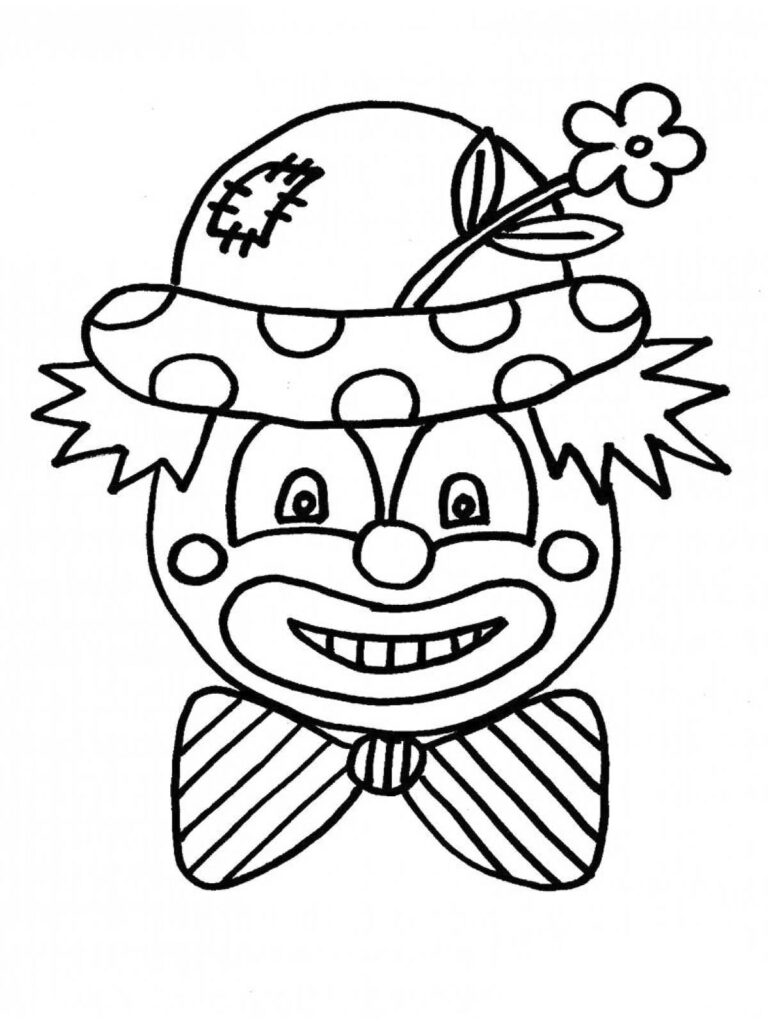 Funny Clown Head Coloring Page